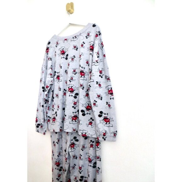 NEW! Disney Women's 2 Piece Mickey Mouse Pajama Set Grey Black Red SZ L - Picture 8 of 9